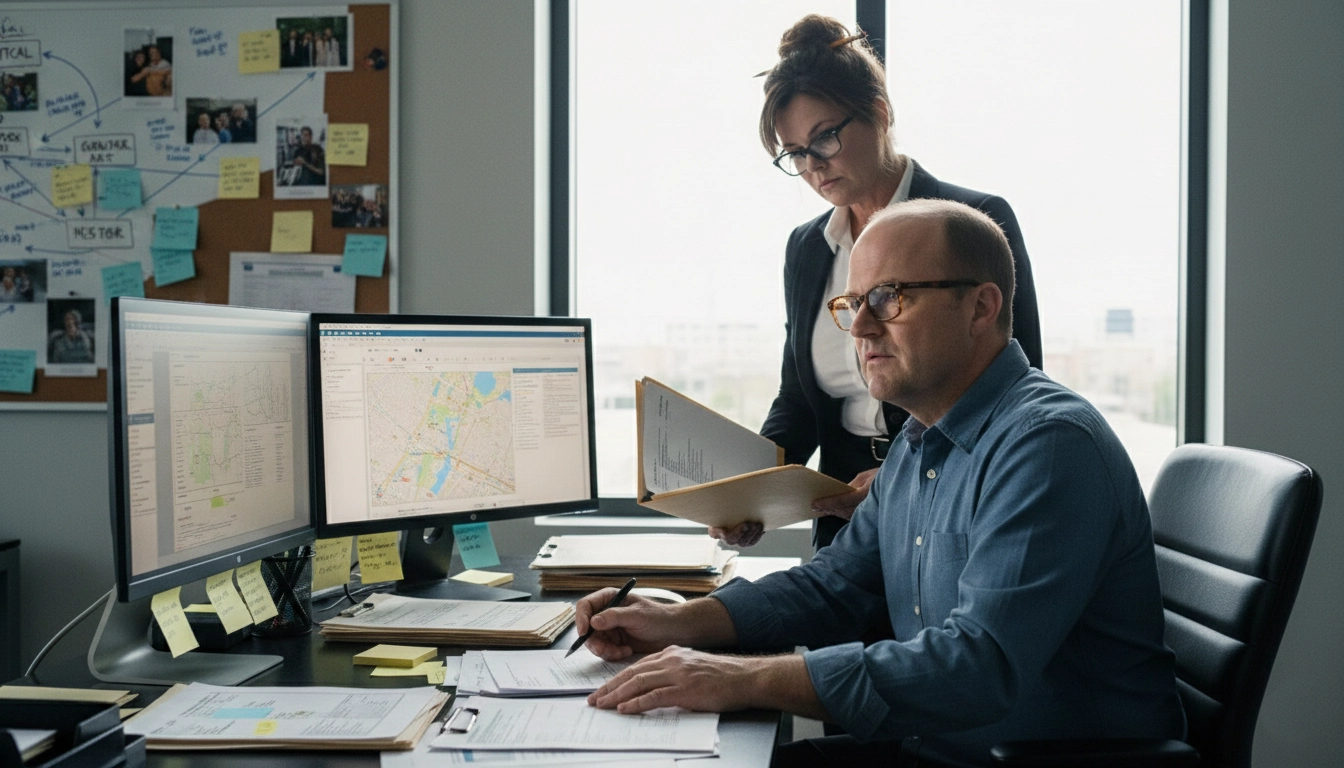 Harry Featherstone and Sally Steele at work in the TGWR situational room