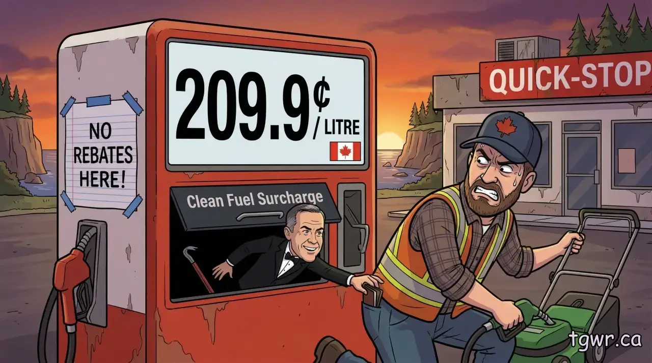 PM Carney' Loots Worker Wallets at the Gas Pump